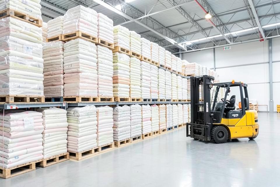 Palletized materials prepared in a warehouse